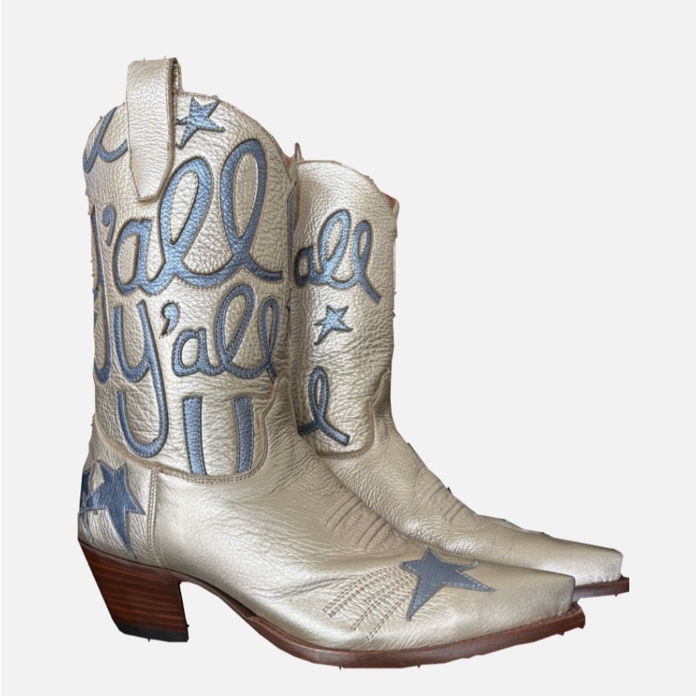 Miron Crosby — Y’all! Silver & Blue Cowgirl Boots — Never Worn!
